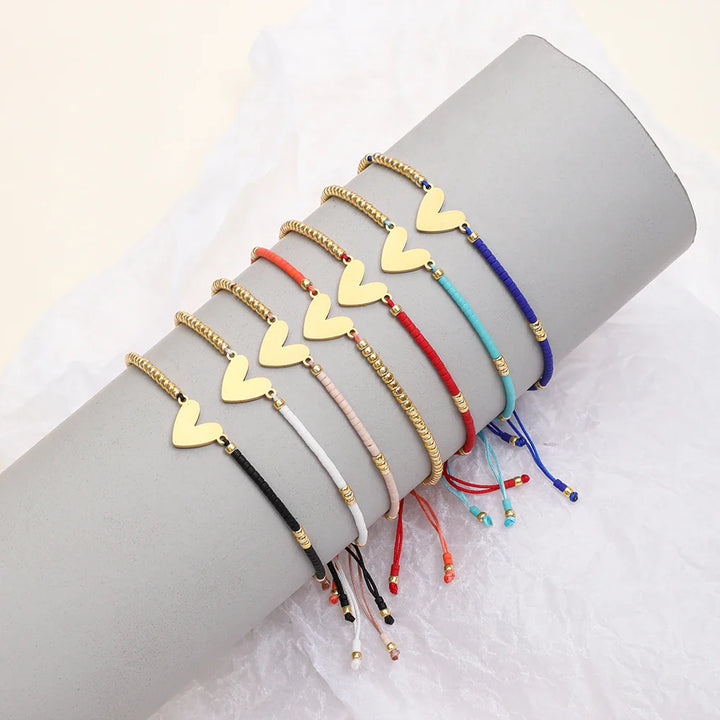 Skanto | Justerbar Delikat Perle Flatt Hjerte Armbånd