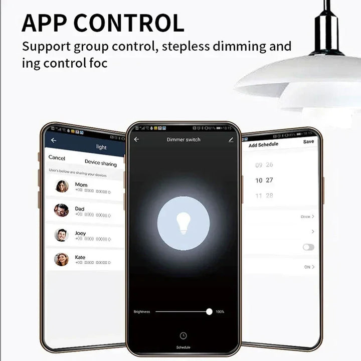 Tuya Smart Light Wall Switch med nøytral leder - WiFi-enhet Dimmerkontroll via SmartLife Google Alexa-apper