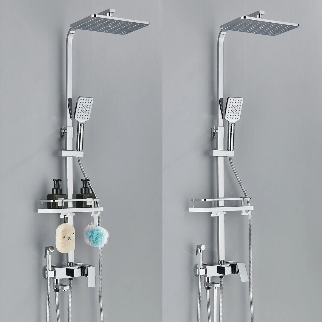 Skanto | RainFlow Luxe Regn Dusjsett – justerbar messinglyd dusjarmatur med 4 funksjoner