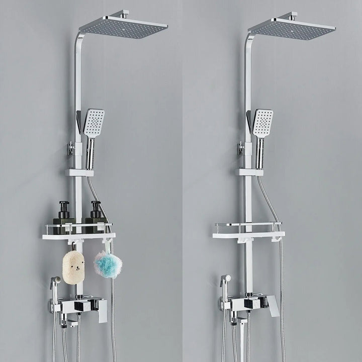 Skanto | RainFlow Luxe Regn Dusjsett – justerbar messinglyd dusjarmatur med 4 funksjoner