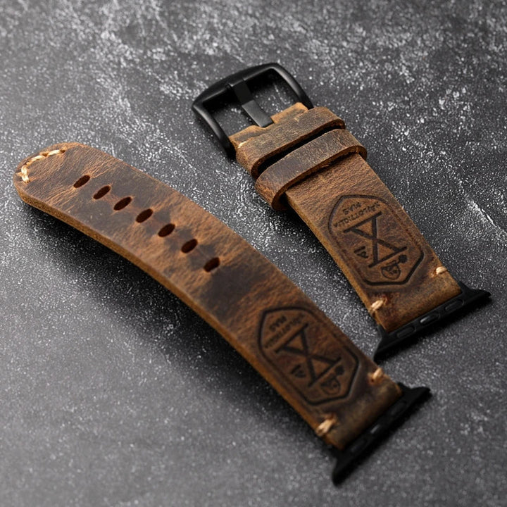 Skanto | Håndlaget ekte lær storfekinn Apple Watch armbånd