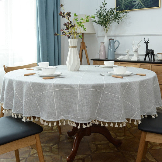 Norvo | Estetisk Rund Linched Tablecloth