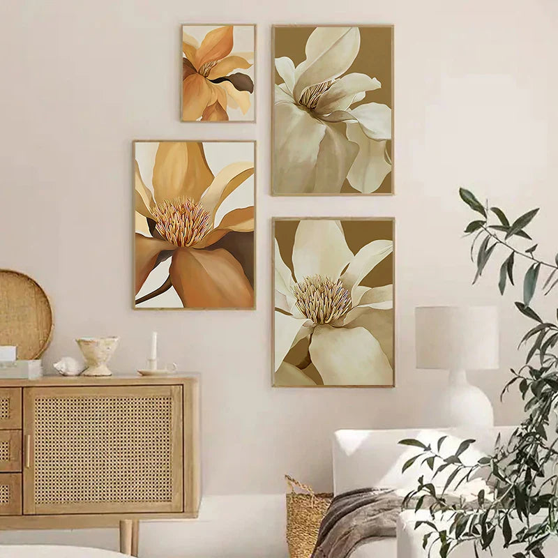 Large Abstract Floral Wall Art Fine Art Canvas Prints Modern Botanical Pictures For Living Dining Bedroom Art Decor | Skanto