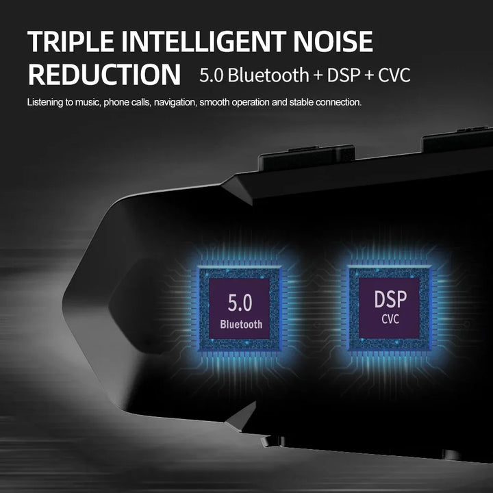 Skanto | Bluetooth Motorsykkel Hjelm Intercom Headset med 1000m Rekkevidde & IPX6 Vanntett – RoadComm