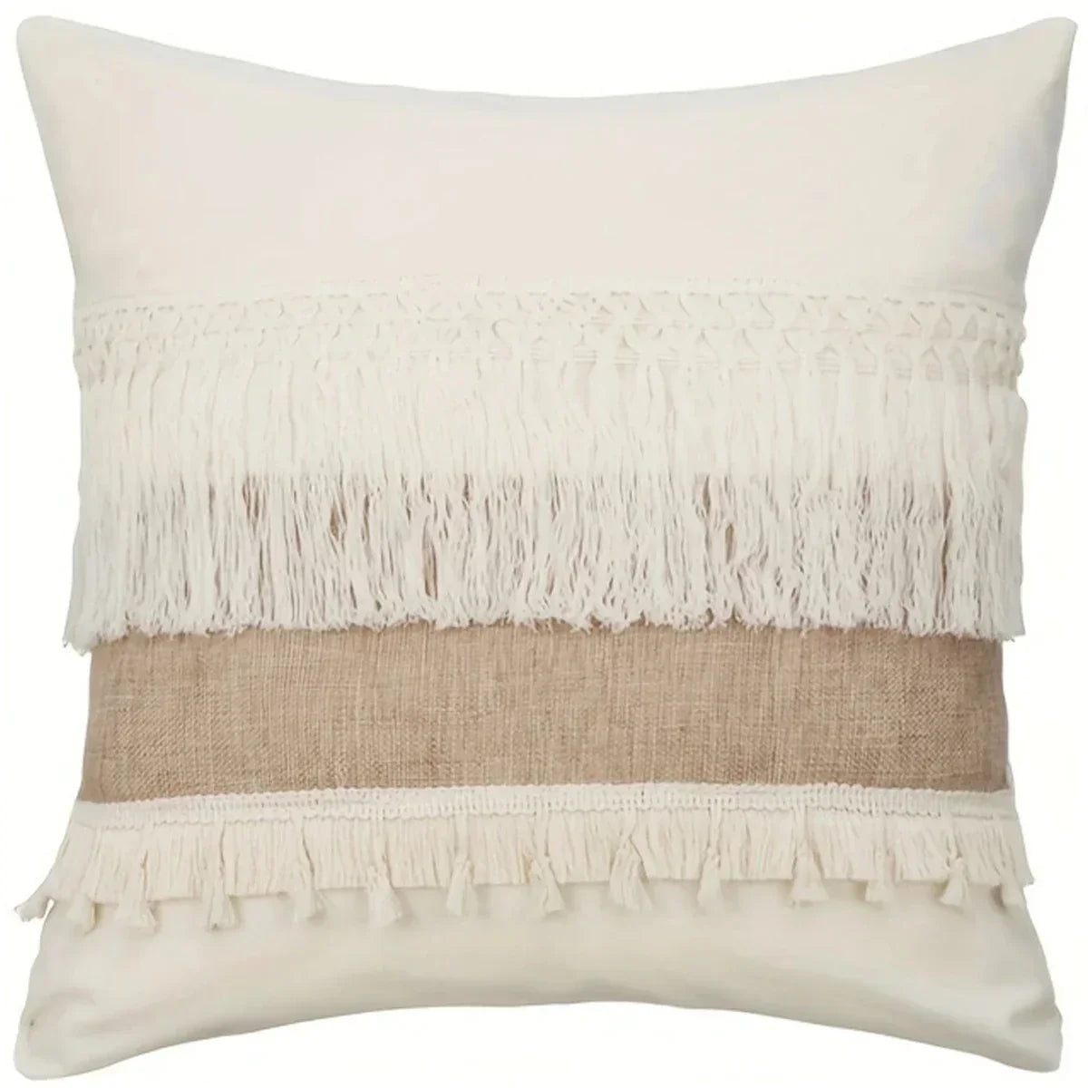 Beige Putetrekk med Geometrisk Mønster i Boho Stil – Dekorativ Sofa Putetrekk for Stue og Soverom, Koselig Hjem Deko