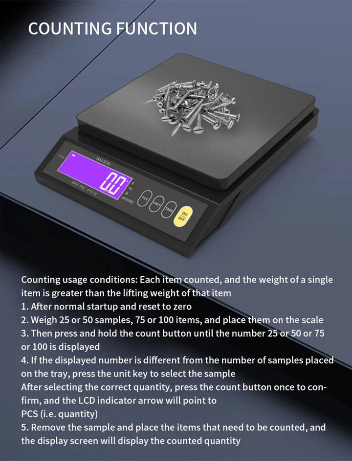 Skanto | 5 kg/0,1 g og 10 kg/1 g digital elektronisk kjøkkenvekt, LCD-skjerm, hel vanntett rustfritt stålværktøy for baking