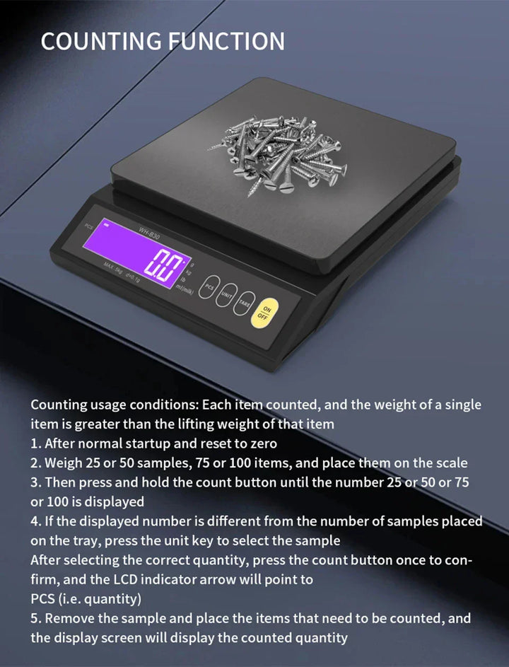 Skanto | 5 kg/0.1 g og 10 kg/1 g digital elektronisk kjøkkenvekt, LCD-skjerm, helt vanntett rustfritt stål vektsverktøy for baking