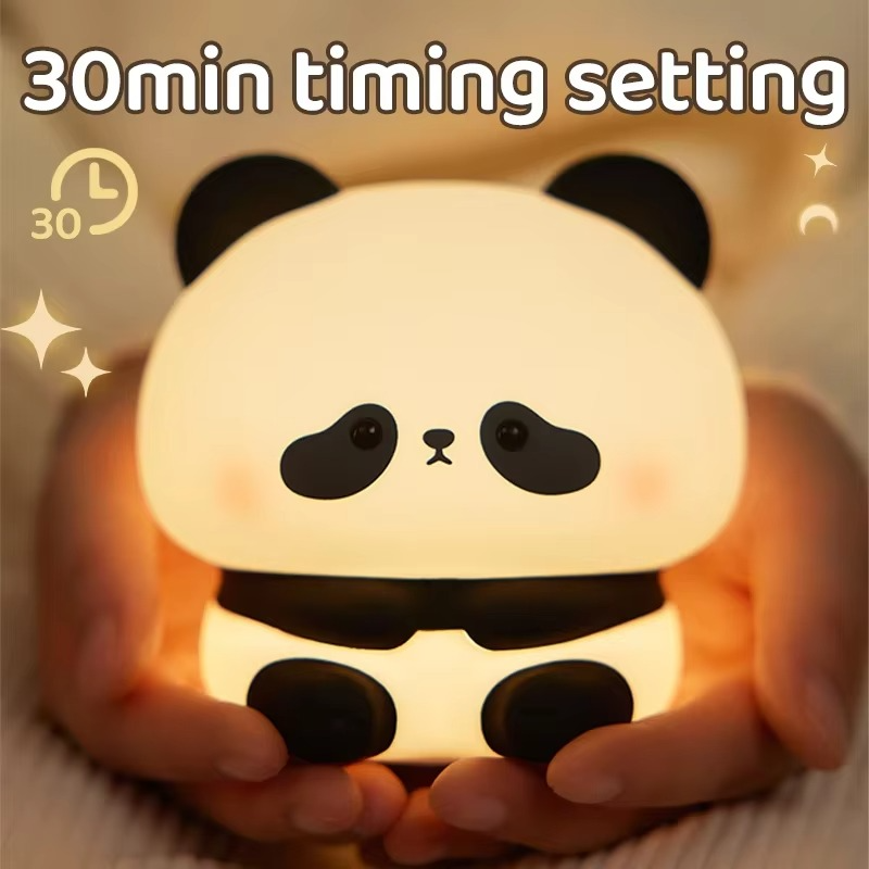 Skanto | Panda Berøringsaktivert Silikon LED Nattlampe – USB-ladbar, Synkroniserbar Myk Glød Lampe