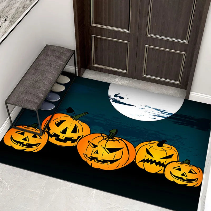 Krypende Halloween Dørmatte – Ruggfri Dørmatte med Gresskar og Spøkelse Design for Inngangspartiet | Skanto