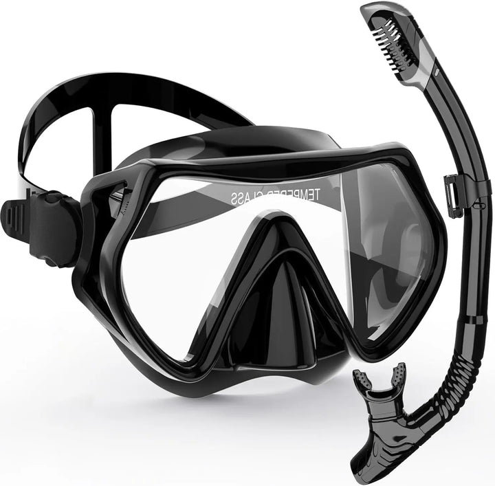 Skanto | AquaVision Snorkelmaske Sett for Voksne | Anti-dugg & Støtbestandig | Silikonramme & Tørrsnorkel | 180° Synsfelt