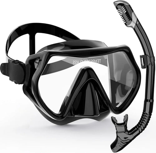 Skanto | AquaVision Snorkelmaske Sett for Voksne | Anti-dugg & Støtbestandig | Silikonramme & Tørrsnorkel | 180° Synsfelt