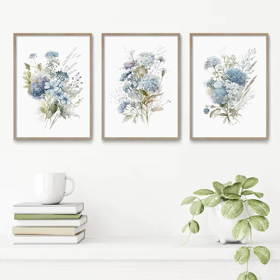 Minimalist Wildflower Watercolor Wall Art Fine Art Canvas Print Botanical Posters Pictures For Living Room Home Decor | Skanto