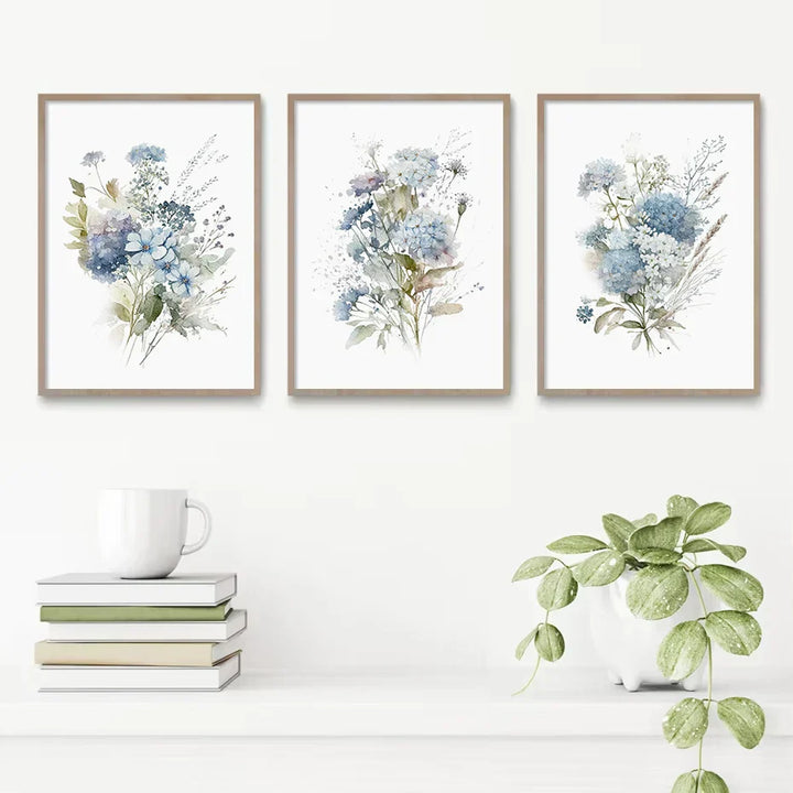 Minimalist Wildflower Watercolor Wall Art Fine Art Canvas Print Botanical Posters Pictures For Living Room Home Decor | Skanto