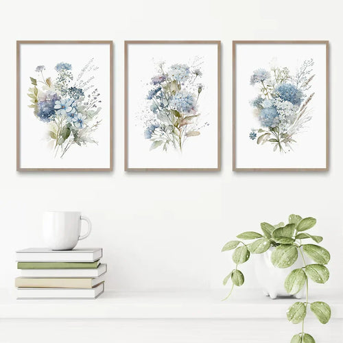 Minimalist Wildflower Watercolor Wall Art Fine Art Canvas Print Botanical Posters Pictures For Living Room Home Decor | Skanto