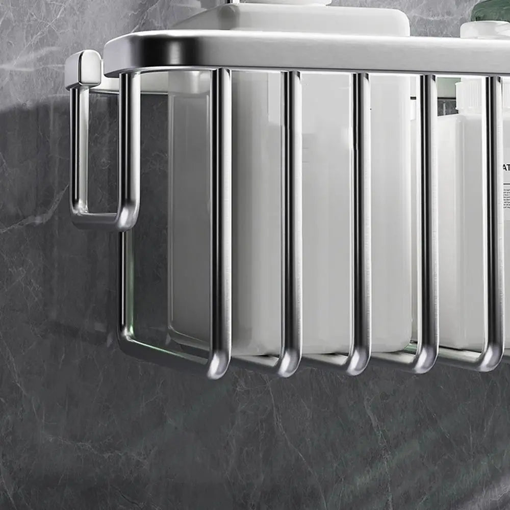 Norvo | DuschGlanz AeroRack Henge Dusjkurv laget av Aluminium | Rustomsikker Dusjhylle med Kroker | Stor Kapasitet for Sjampo & Badtilbehør