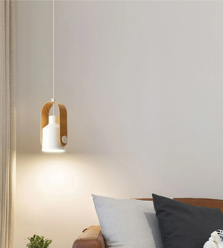 Skanto | Nordisk Tre & Metall Pendellampe – Minimalistisk Hengende Lys