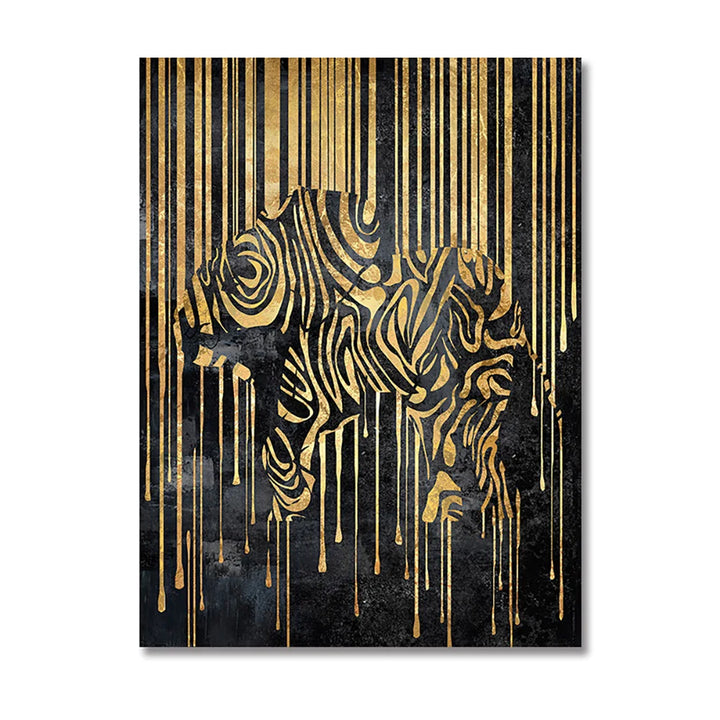 Modern Abstract Golden Zebra Lines Lion Elephant Tiger Wall Art Fine Art Canvas Prints Pictures for Luxury Apartment Living Room Dining Room Art Decor | Skanto
