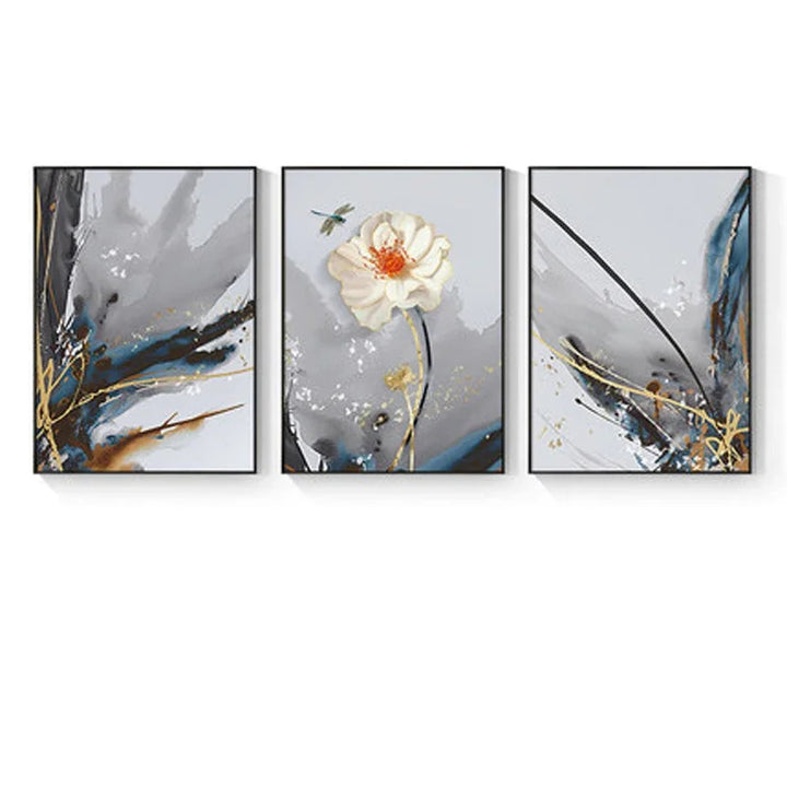 Moderne abstrakte florale veggkunst Fine Art lerrettrykk blå grå botaniske bilder for stue soverom veggkunst dekor | Skanto