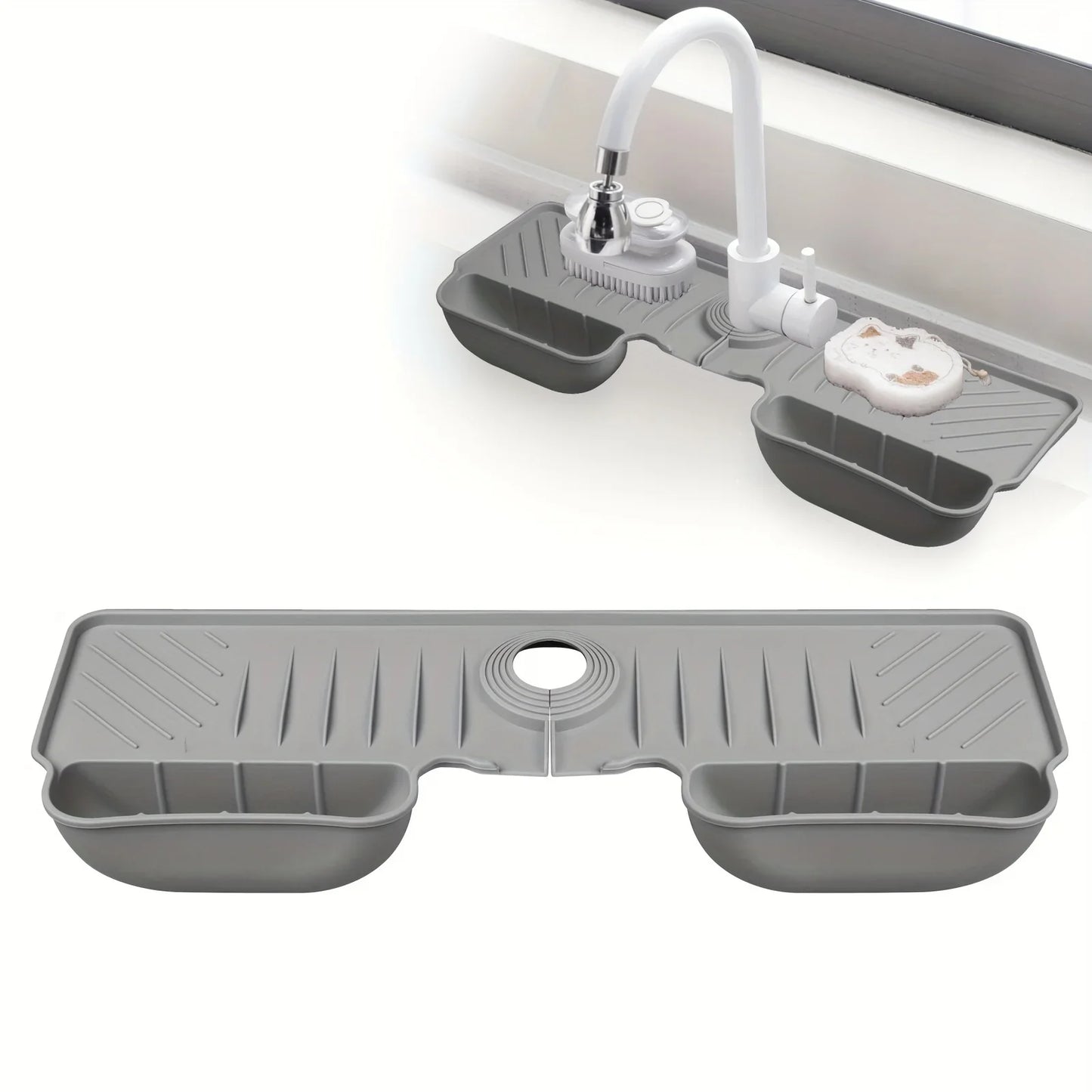 Norvo | SilDry Tallerkenmatte | Antiskli & Moldfri | Varmeresistent Silikon Dreneringsmatte for Vask & Blandebatteri | Sammenleggbar & Oppvaskmaskinvennlig