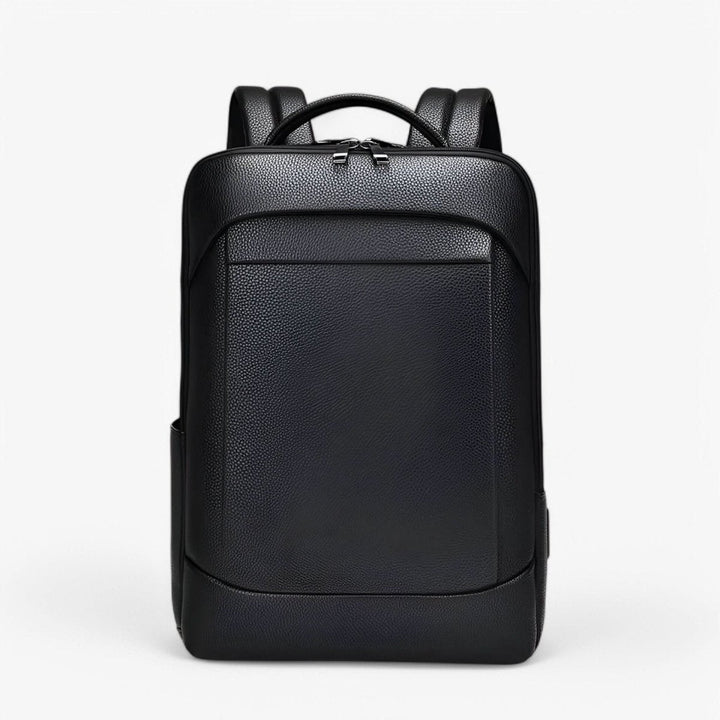 Eleganter Lederrucksack for Damen og Herren med USB-anschluss for laptop og täglichen bruk, 15,6 Zoll, schwarz