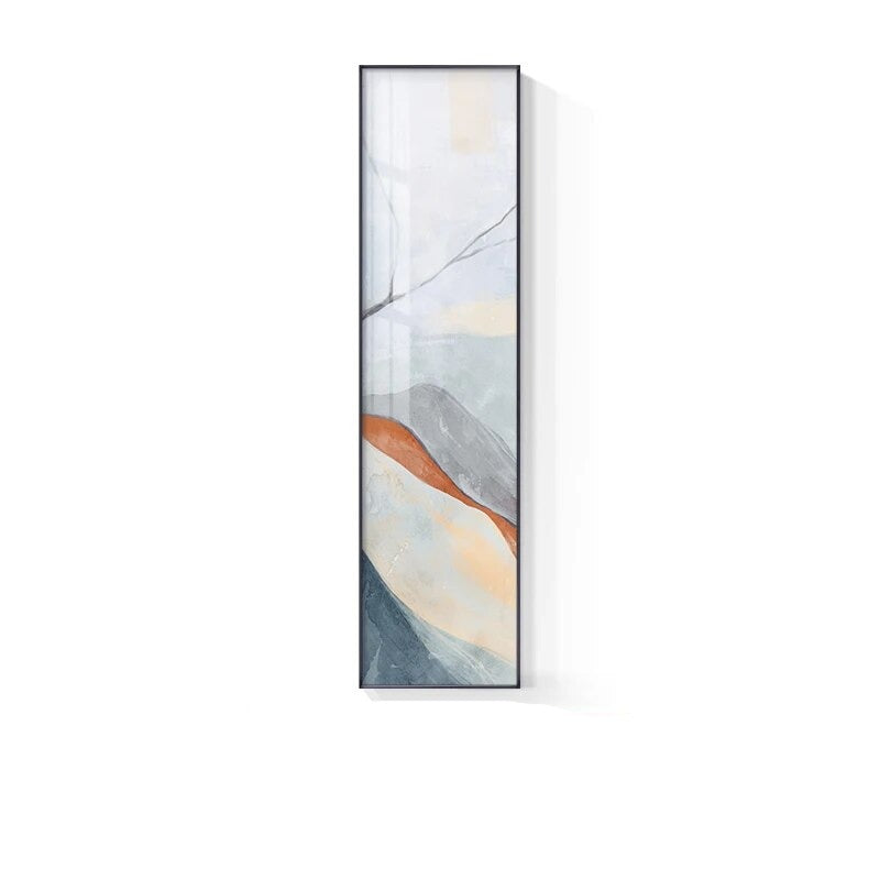 Marble Print Abstract Vertical Format Wall Art Blue Pastel Pink Pictures for Modern Living Room Bedroom Hallway Wall Decor | Skanto