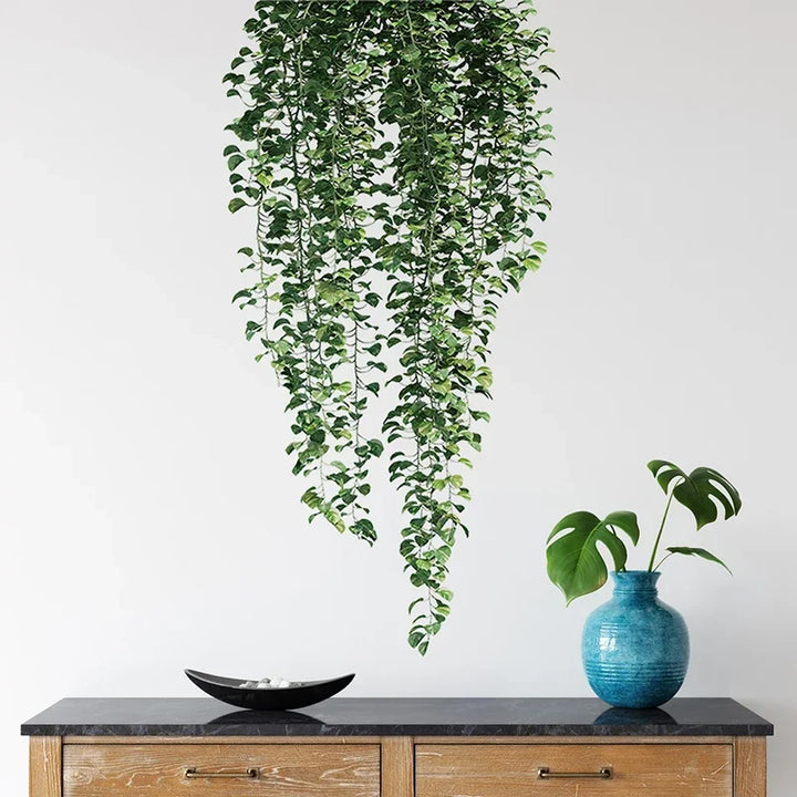 Realistic Green Vine Wall Decal 54x105cm Green Leaves Wall Sticker Removable Peel and Stick PVC Vinyl Mural for Creative DIY Home Decor | Skanto
