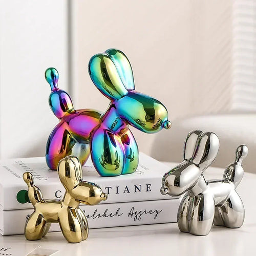 Skanto | Nordisk Keramisk Ballonghund Skulptur Gull Dyre Dekorasjoner Statue Stue Ornament Kreativ Skrivebord Ornament Hjem Dekor