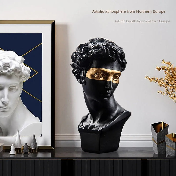 Skanto | Statuer for dekorasjon, 15 cm, David, kaffebord, hjemmedekorasjon, ornamente, byste av et rom laget av gips, hvit harpiks, dekorativ kunstskulptur
