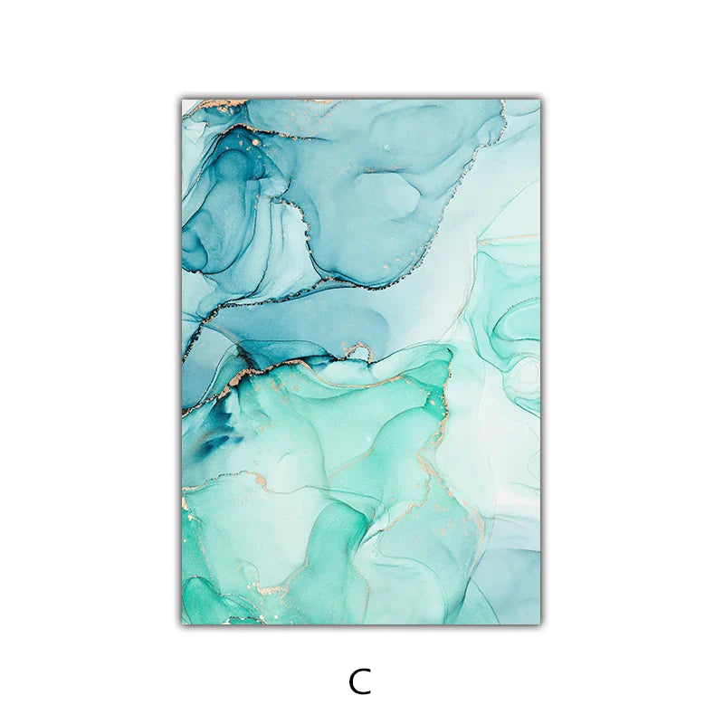 Colorful Shades of Pink Blue Jade Fluid Marble Print Wall Art Fine Art Canvas Prints Pictures for Living Room Bedroom Hotel Lounge Art Decor | Skanto