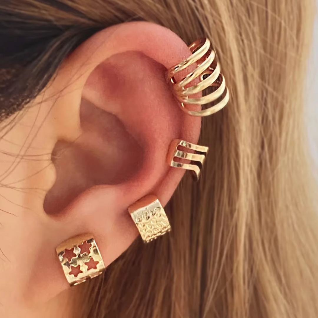 Elegante Clip-Ohrclip-Set med Goldblatt-Verzierung for Damen