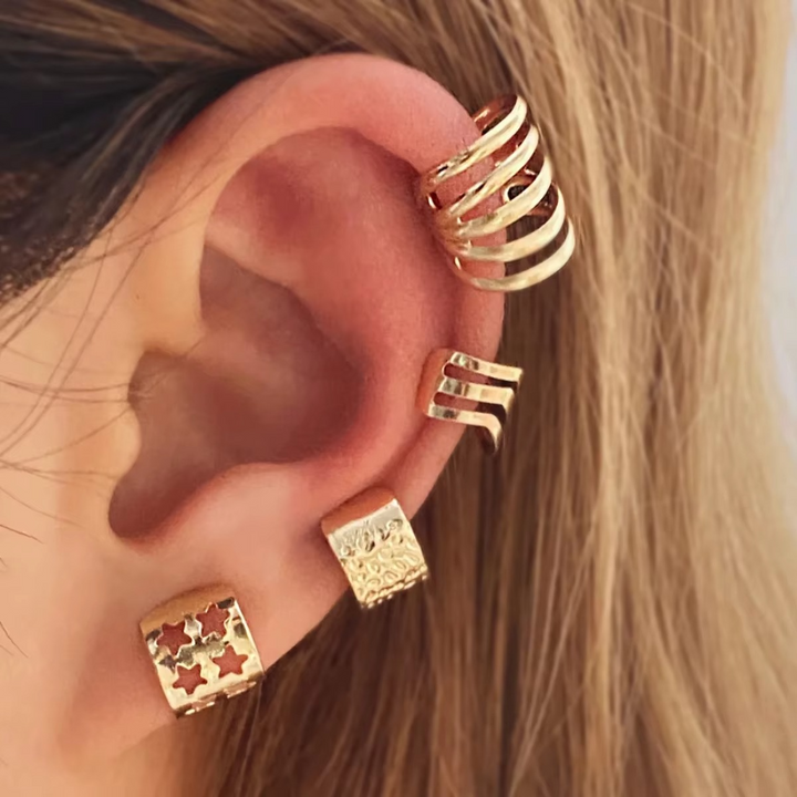 Elegante Clip-Ohrclip-Set med Goldblatt-Verzierung for Damen