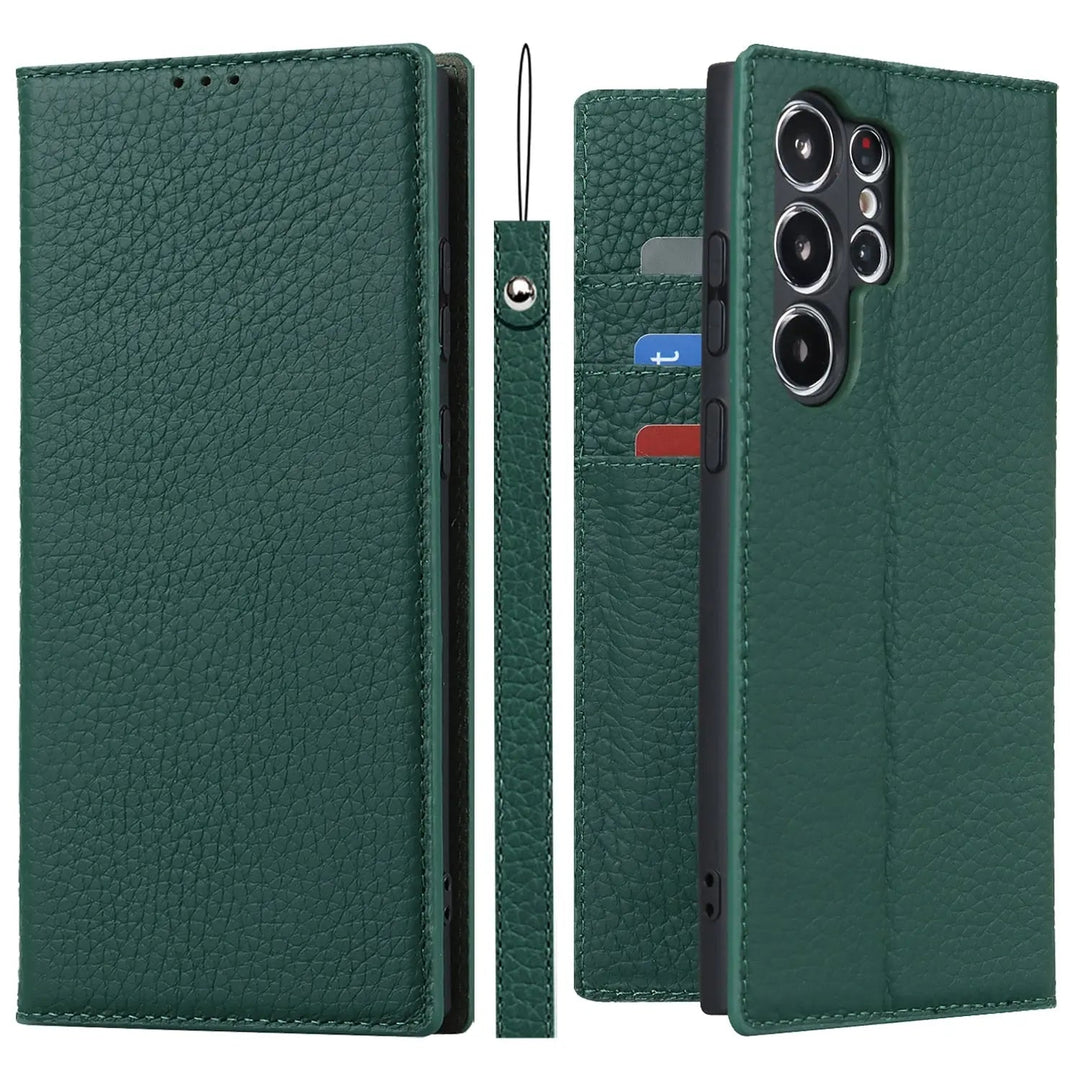 ekte lær lommebokdeksel for Samsung Galaxy S23 Ultra Skanto