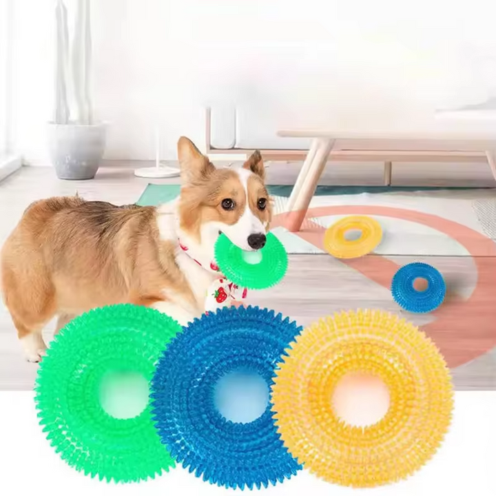 Skanto | Holdbar Interaktivt Squeaky Hundetreningsring - TPR Gummi Tannrensere