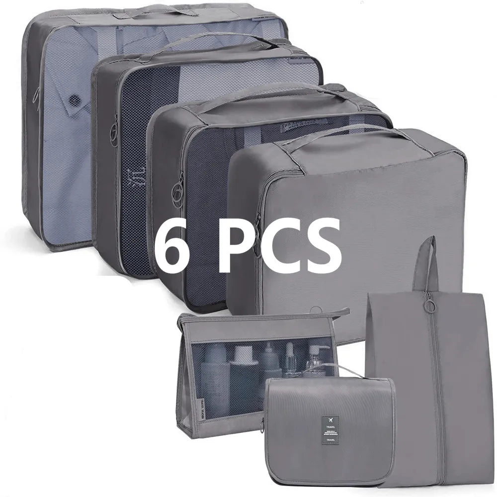 Norvo | TRAVORO Pakkekube Sett | 6-delt | Vanntett & Ekstra Volum | Koffertorganisator for Menn