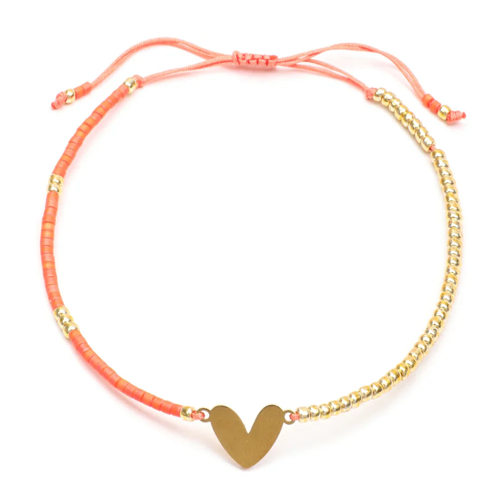 Skanto | Justerbar Delikat Perle Flatt Hjerte Armbånd