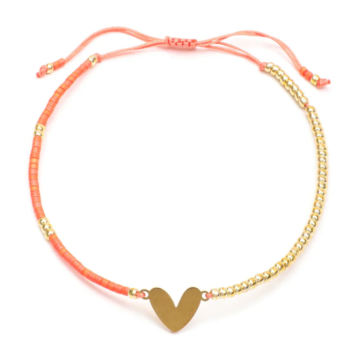 Skanto | Justerbar Delikat Perle Flatt Hjerte Armbånd