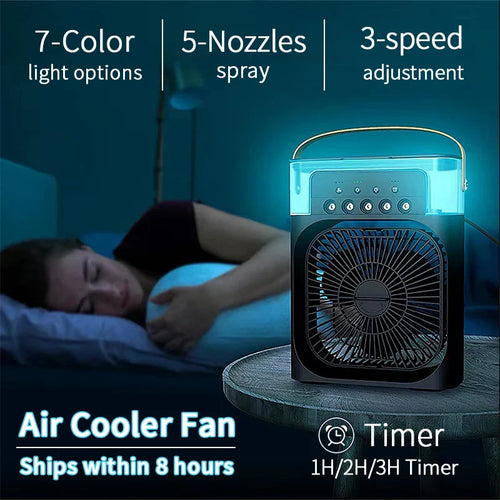 3-i-1 Mini Luftkjøler Vifte – Bærbar Husholdningsklimaanlegg med LED Nattlys, Luftfukter og Justerbar Luft for Hjem & Kontor | Skanto