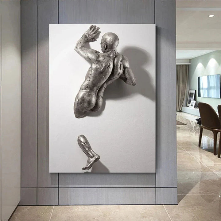 Modern Urban Abstract Iron Statue Wall Art Fine Art Canvas Prints 3D Visualization Figure Art Pictures For Minimalist Apartment Wall Decor | Skanto