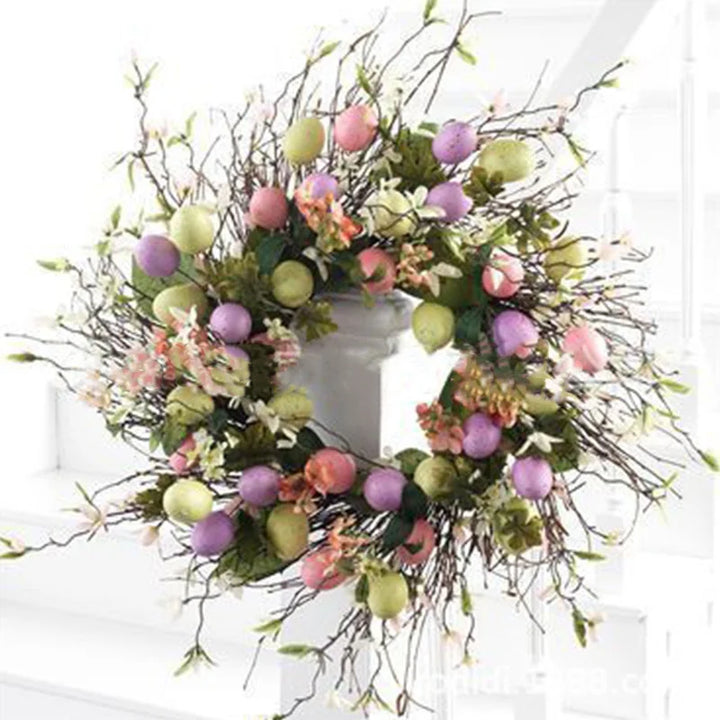 Skanto | 5 Stil Buebånd Påskeegg Krans Påskeegg Girlander Dør Ornamenter Veggdekor Glad Påske 2023 Dekor for Hjemmet Barn