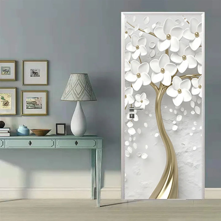 Modern Abstract Pearl Geometric Door Sticker Mural Removable PVC Vinyl Peel N Stick Wall Art Mural Sticker for Indoor Doors Creative DIY Home Deco | Skanto