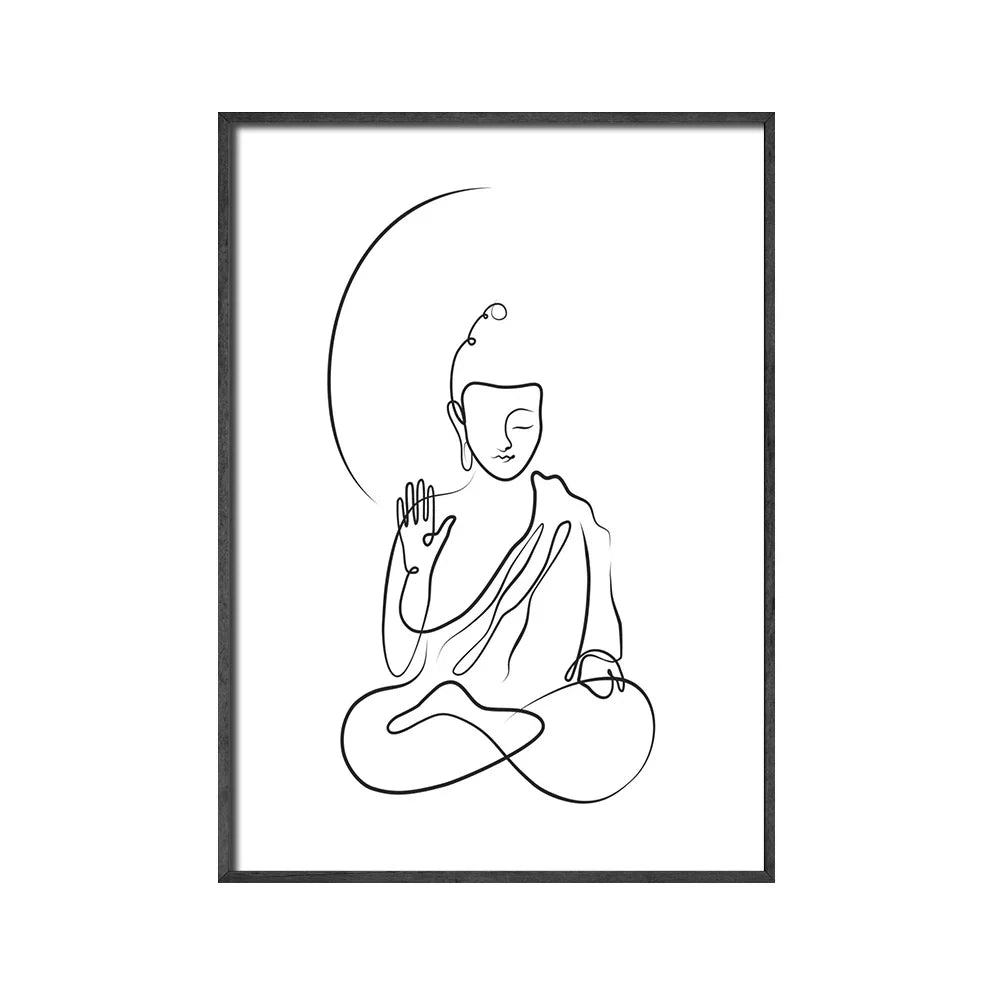 Minimalist Buddha Poster Lotus Wall Art Line Art Fine Art Canvas Prints Inspiring Meditation Pictures for Living Room Lounge Spa Wall Decor | Skanto