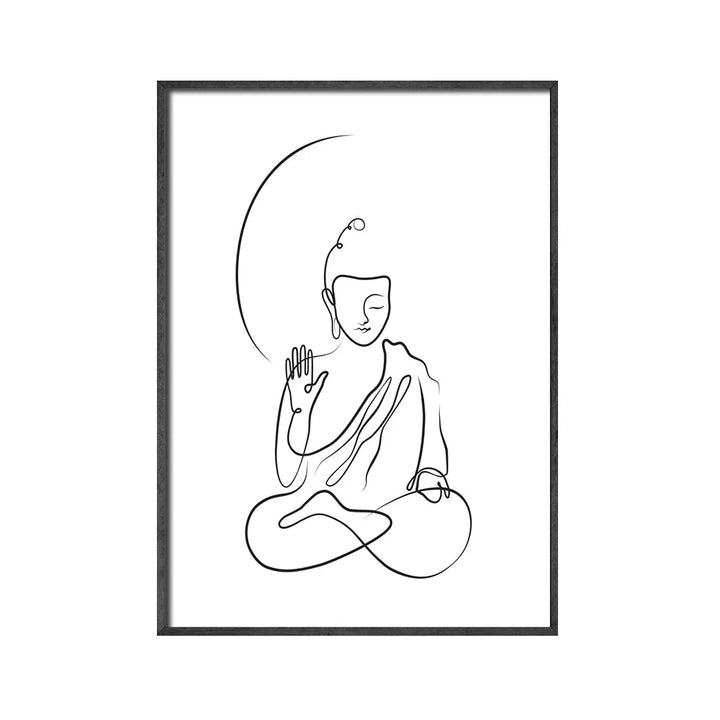 Minimalist Buddha Poster Lotus Wall Art Line Art Fine Art Canvas Prints Inspiring Meditation Pictures for Living Room Lounge Spa Wall Decor | Skanto