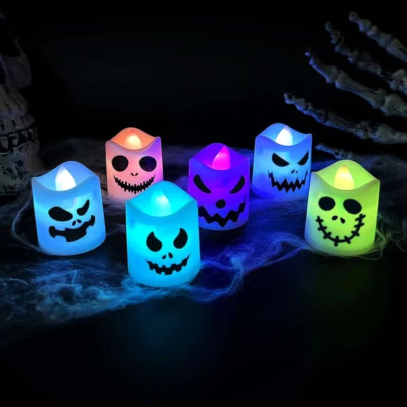 Skanto | Halloween LED Spøkelse & Gresskar Stearinlys – 6 Pakke