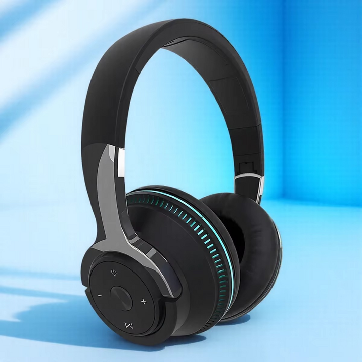 Skanto | Sammenleggbar Bluetooth 5.1 Trådløs Stereo Hodetelefon med Mikrofon for Mobil og Nettbrett