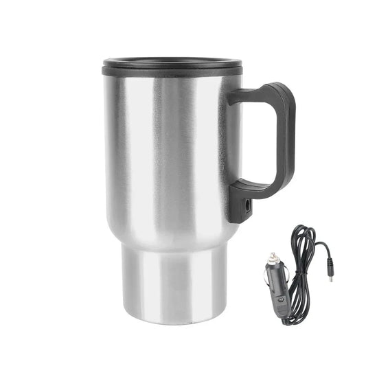 Norvo | 12V Elektrisk varmtvannskjele for bil - 450ml rustfritt stål termokopp for vann, kaffe, melk - Reiser & Camping
