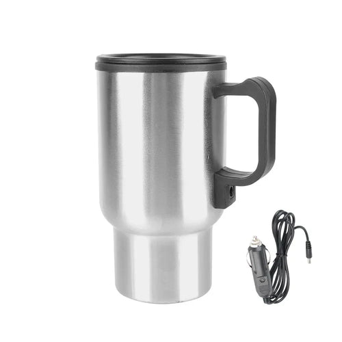 Skanto | 12V Elektrisk varmtvannskjele for bil - 450ml rustfritt stål termokopp for vann, kaffe, melk - Reiser & Camping