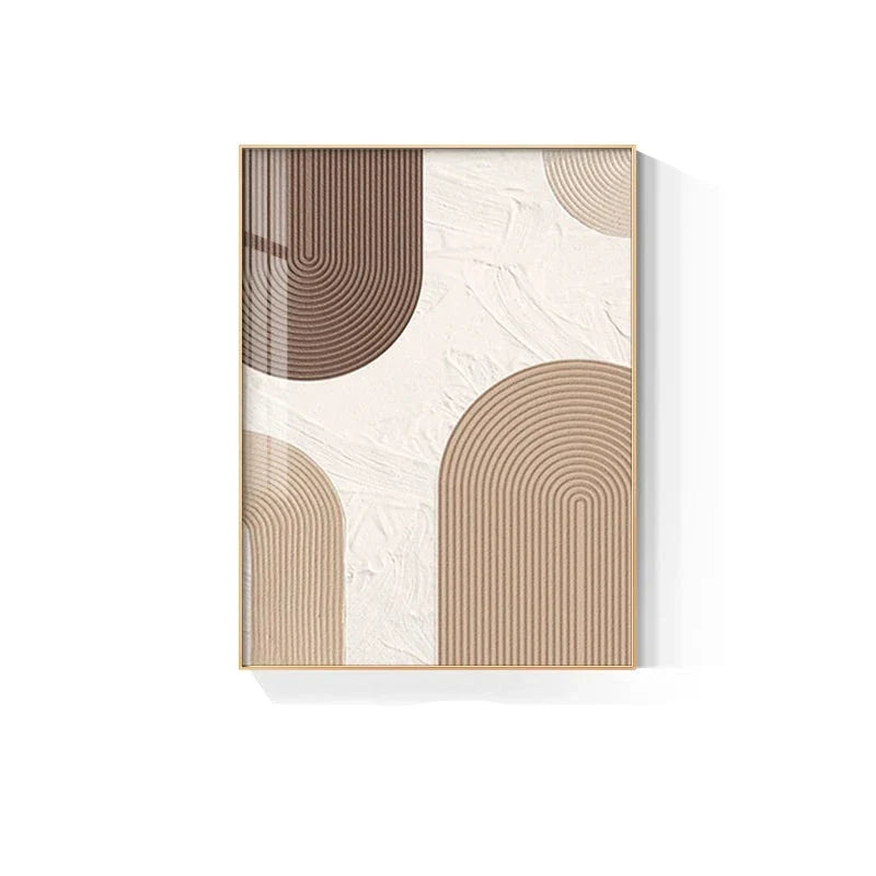 Modern Abstract Beige Geometric Lines Wall Art Fine Art Canvas Prints Pictures for Living Room Dining Room Home Office Decor | Skanto