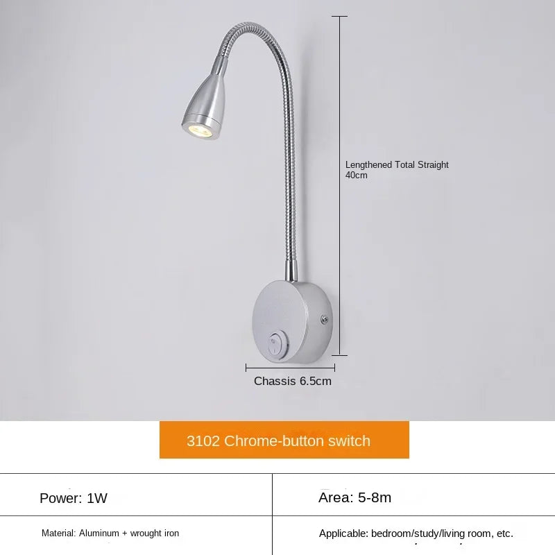 Skanto | Allsidig LED Vegglampe: Moderne, Fleksibel, Perfekt for å Lese i Sengen