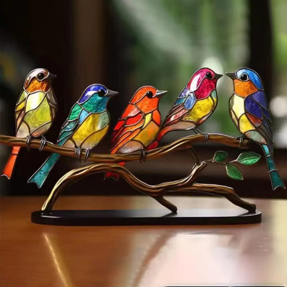 Skanto | Fargede Fugler På Gren Dekorativ Figur - ColorBirds