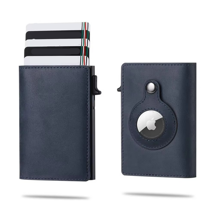 Skanto | Tag Wallet – RFID-blokkerende lær lommebok med rask korttilgang og AirTag-lomme